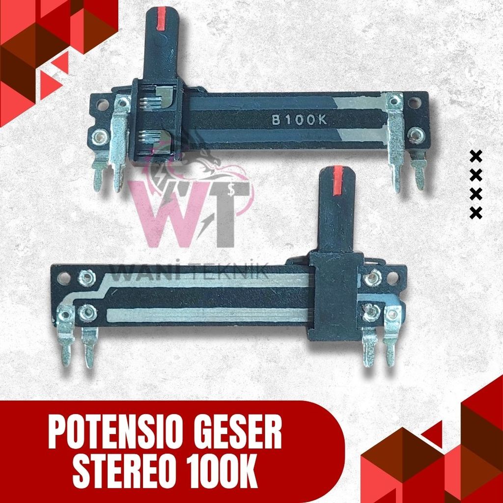 Potensio Geser Stereo 100K – 4 Pin Panjang 5CM + LED