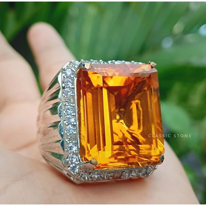 Cincin Batu permata citrine asli