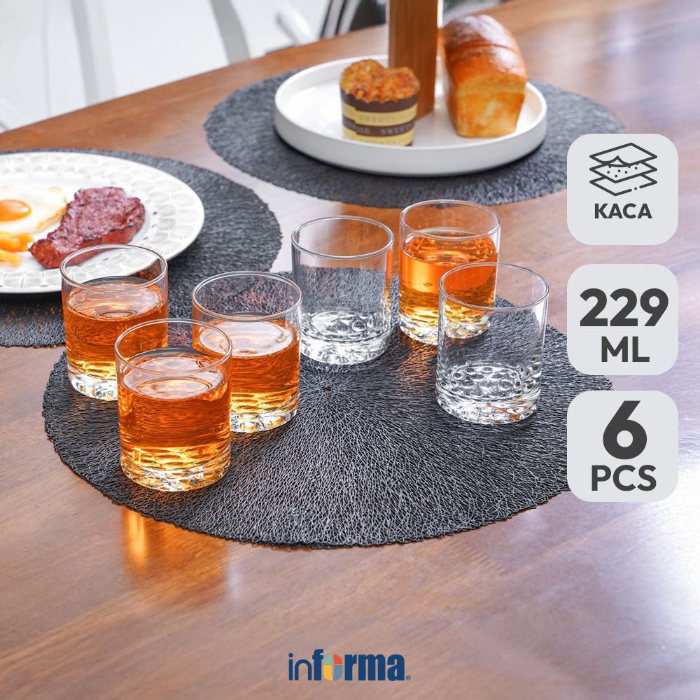 Informa Libbey Bostonian Rocks Gelas Kaca 229 ml Set 6 Pcs Transparan Cup Bening Wadah Air Minum Tem