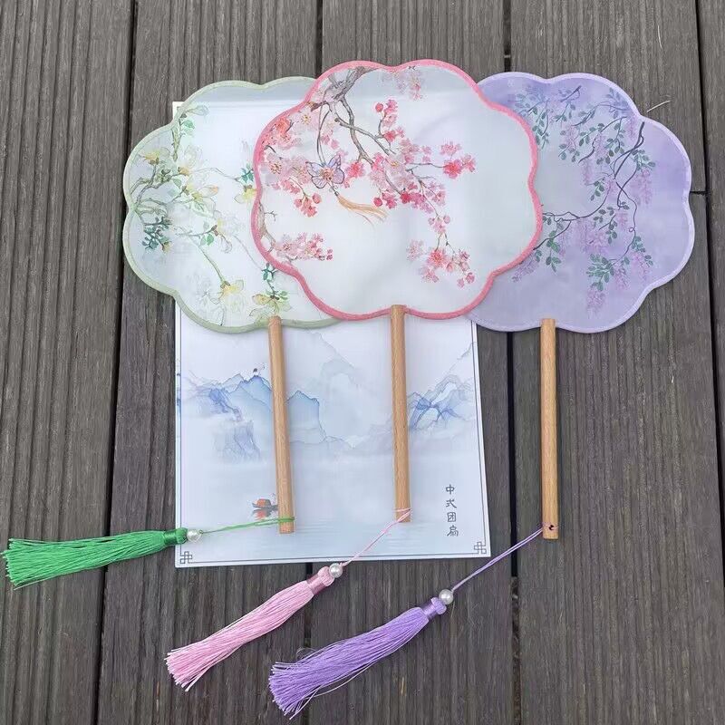 Kipas Bulat Gaya Retro Anak Kipas Istana Klasik Kipas Bulat Gaya Cina Kipas Hanfu Wanita