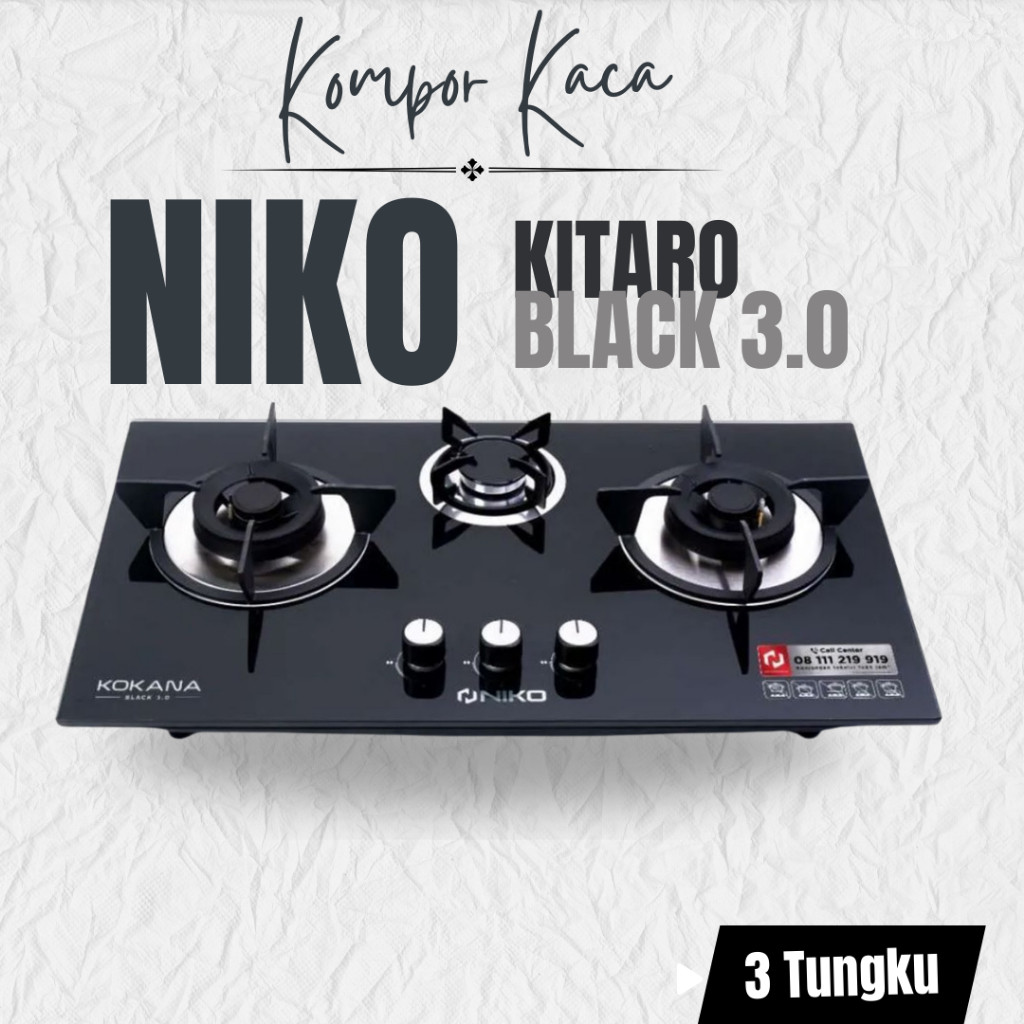 Niko Kokana Black 3.0 Kompor Gas 3 Tungku Paket || Niko Kompor Gas 3 Tungku API BIRU