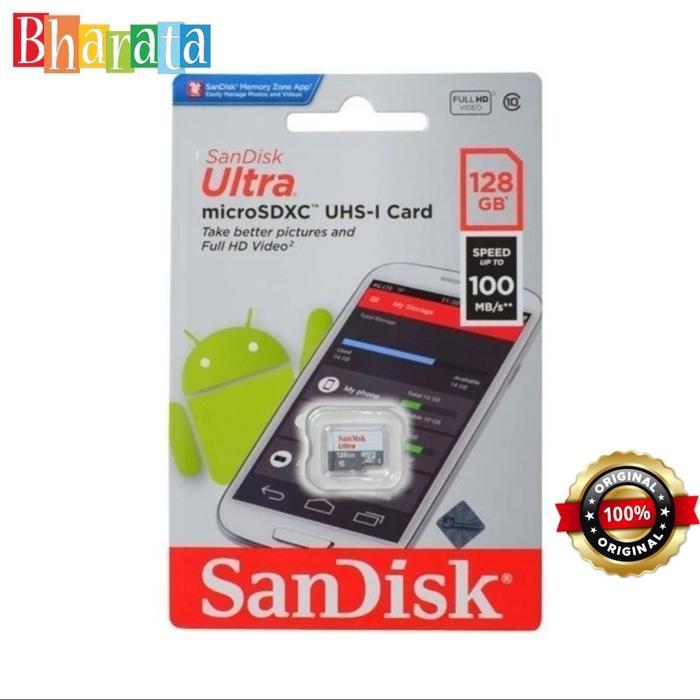 SanDisk Ultra MicroSD 128GB 100MB/s - MEMORI HP 128GB 100MBPS