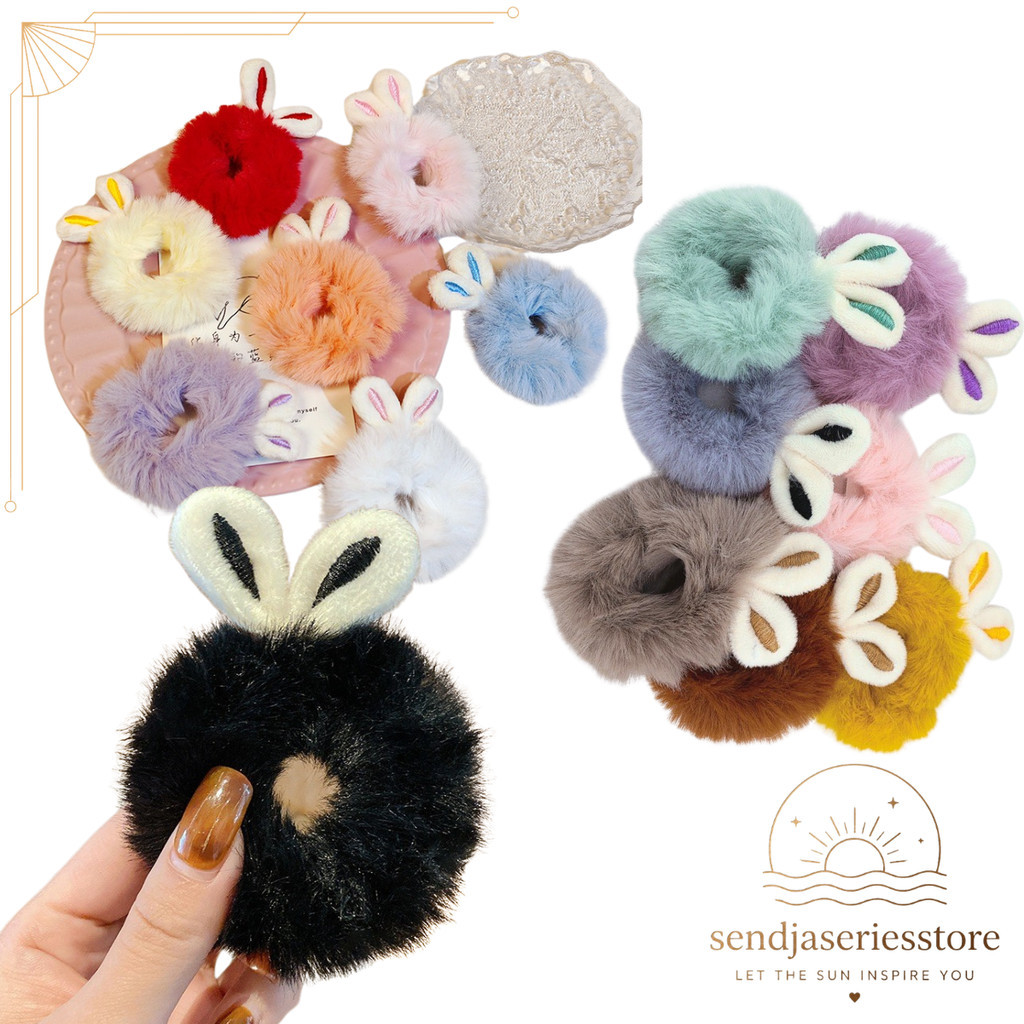 SS - IKAT RAMBUT BULU MOTIF KELINCI H597 KUNCIRAN RAMBUT SCRUNCHIE MODEL KOREAN IKAT CEPOL RAMBUT AK