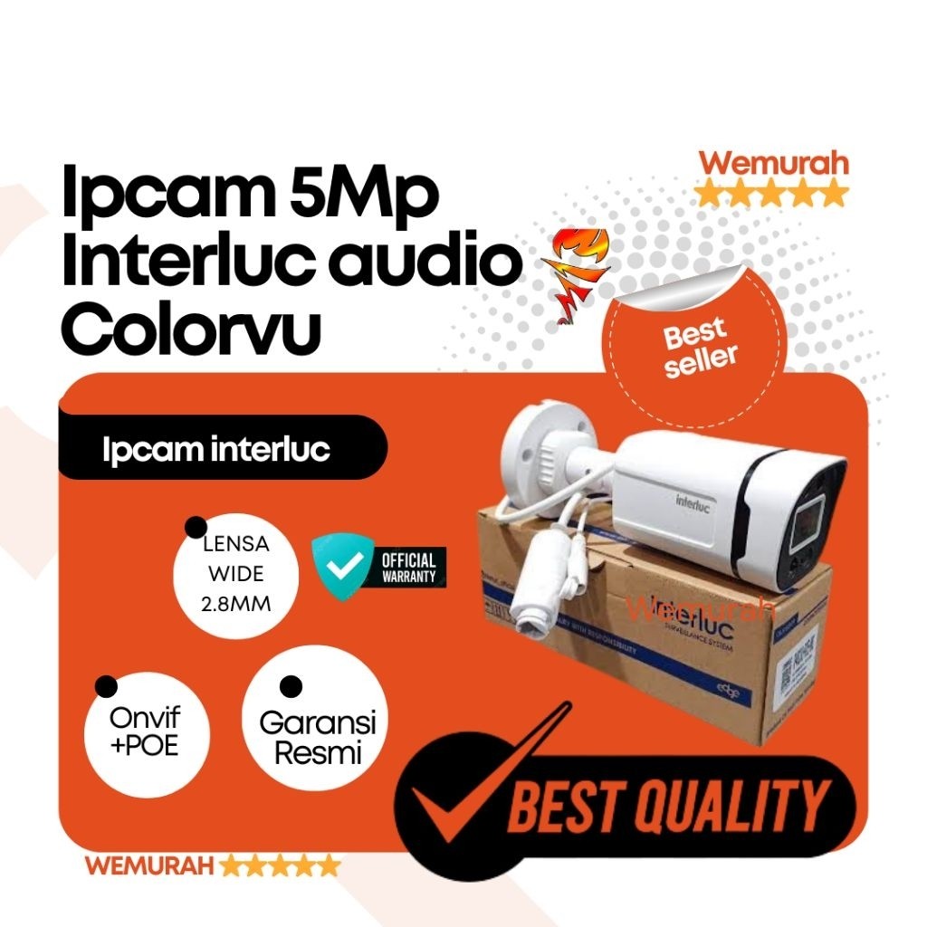 Ipcam Outdoor Colorvu 5MP Interluc - Cctv Ipcam Interluc 5MP Colorvu