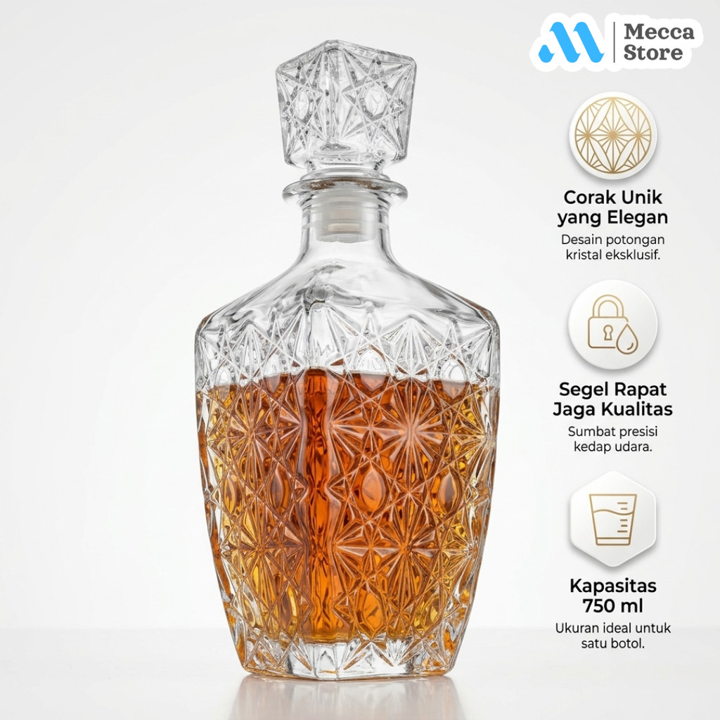 Whisky Decanter Glass Bottle Liquor Scotch Diamond 750ml