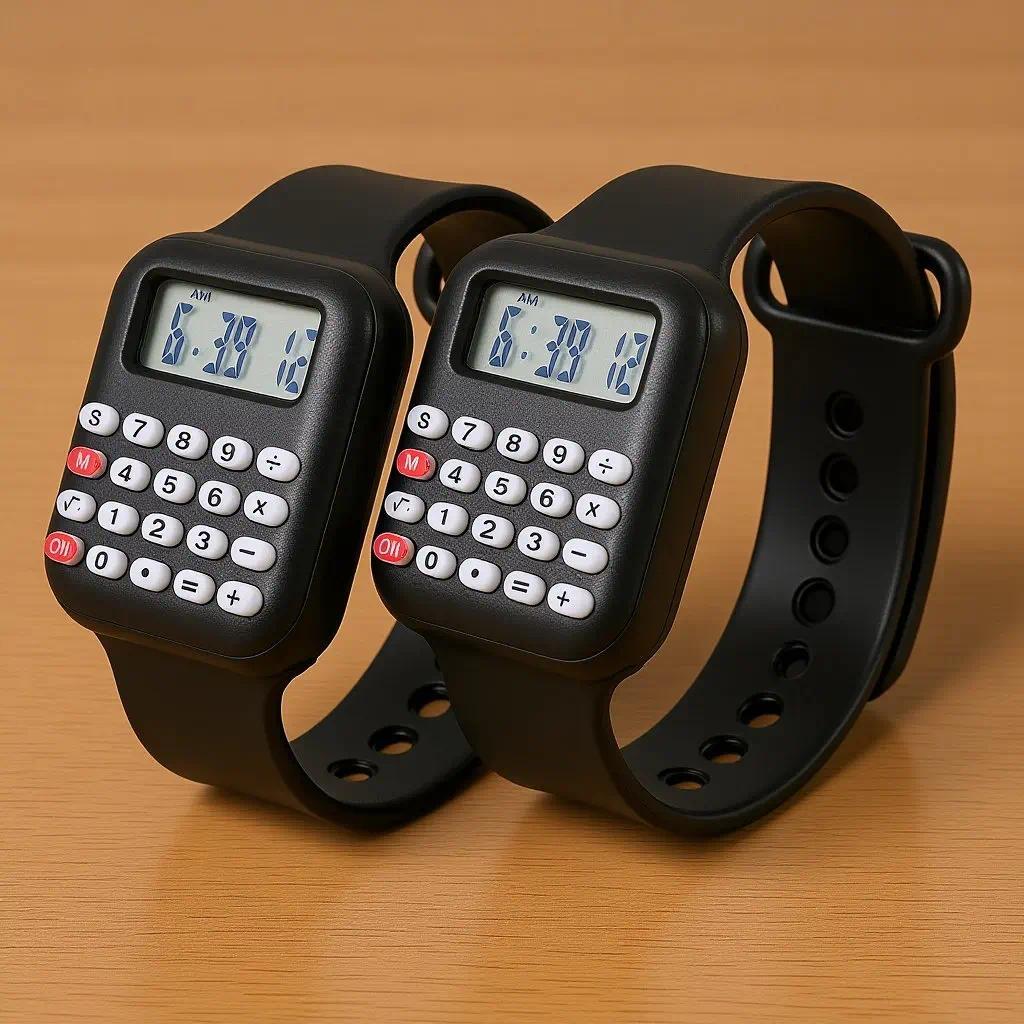2Pcs Children Electronic Calculator Watch Multifunctional Wrist Watch for Kids to Learn Arithmetic a