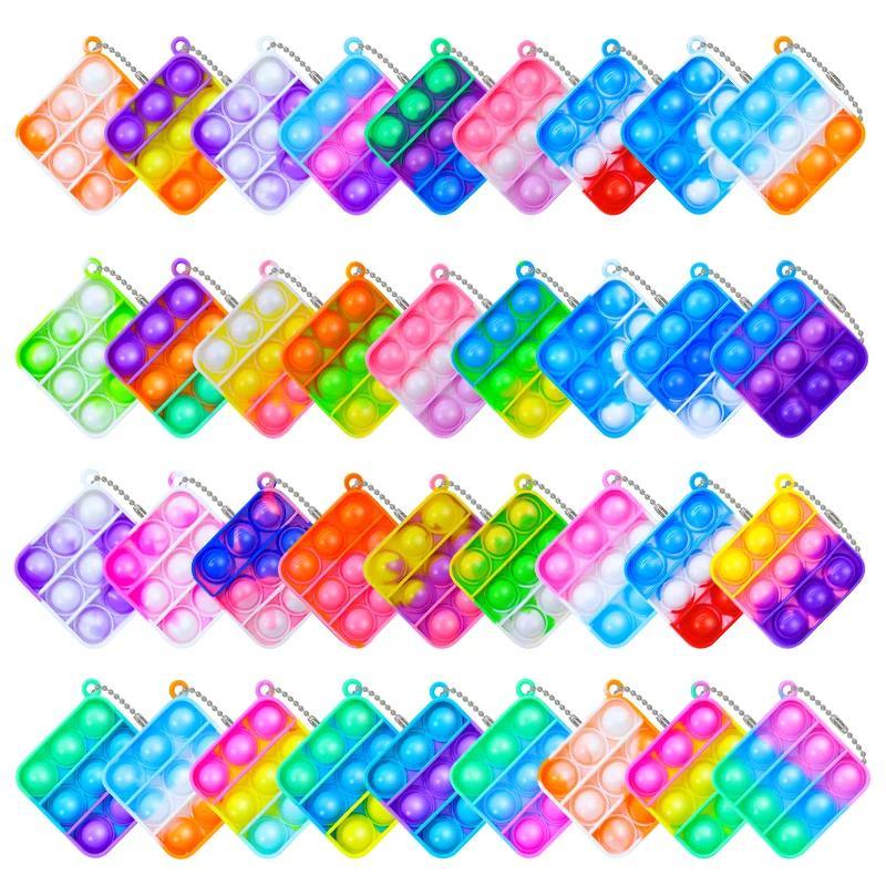 10/20/30pcs Square Mini Pop Fidget Keyain Toys for kids Classroom Prize Birthday Party Favors -  Fid