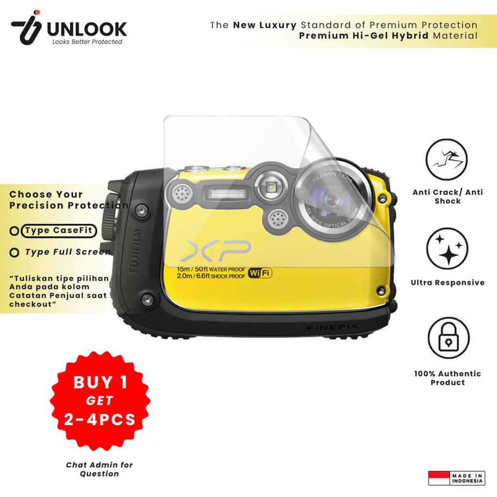 UNLOOK Hi-GEL HYBRID Hydrogel+ Screen Protector for Fujifilm FinePix X10, XP200, XP150, XP130, XP120
