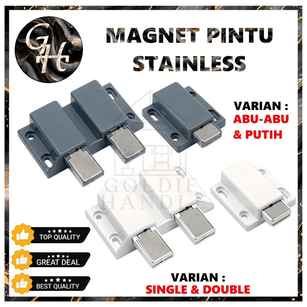Magnet Pintu Laci Lemari Kotak Engsel Kunci SS Double Single Push Open Rebounder Pintu Kaca 1 SET