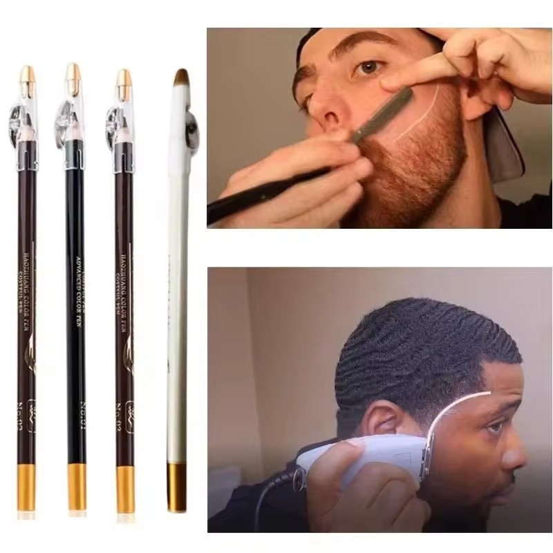 Pensil Untuk Pria Beard Edge Hairline Razor Trace Barber Shape Aksesoris Dengan Sharpener Hair Line 