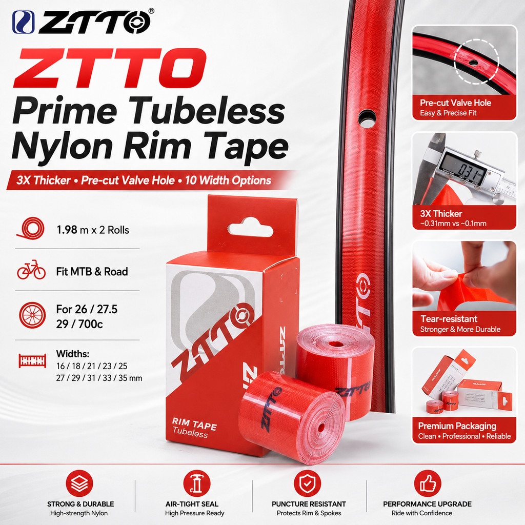 ZTTO Prime Rims Tape Tubeless Roda Road Bike Sepeda MTB Rim Tape Strips 700 29 27.5 700C