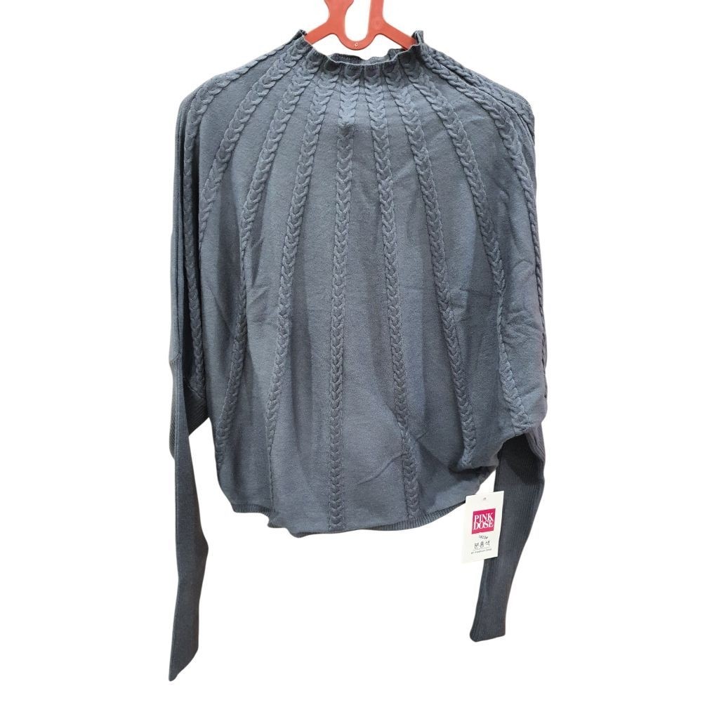 Pinkdose atasan rajut wanita batwing motif kepang