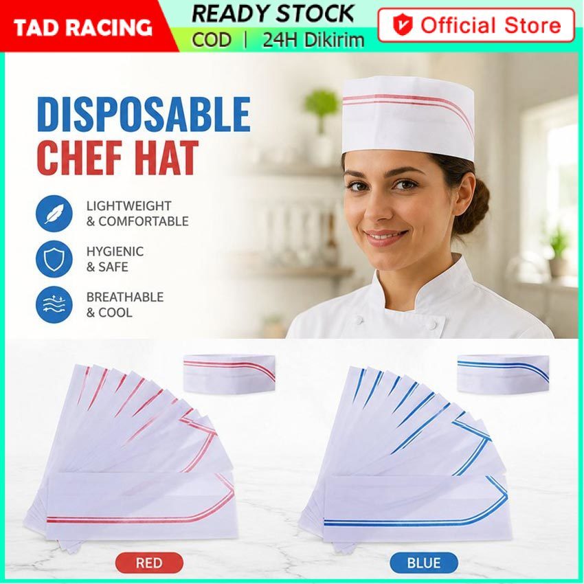 40Buah Chef Topi Chef/Kertas Viscose Topi / Topi Koki / Topi Chef Dewasa Pria Wanita / Topi Koki Ker