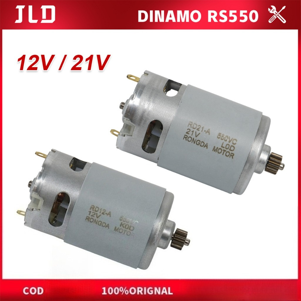Motor Dinamo DC Motor JLD RS-550 12V/21V High Speed Pengganti Dinamo Bor Cordless 12 Teeth 8.8mm Set