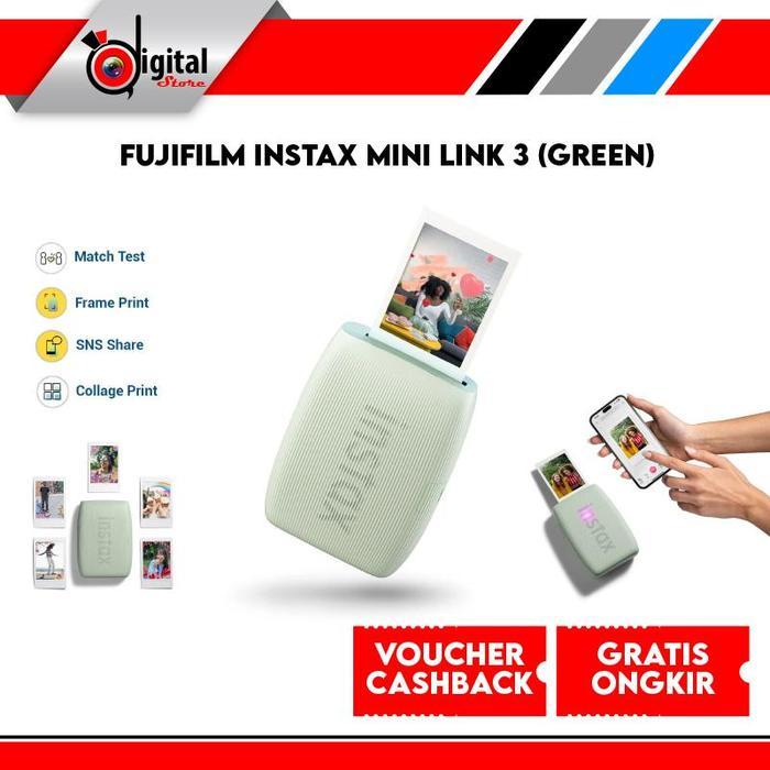 Fujifilm Instax Mini  3 Sphone Printer Fuji Instant Printer HP Portable - GREEN