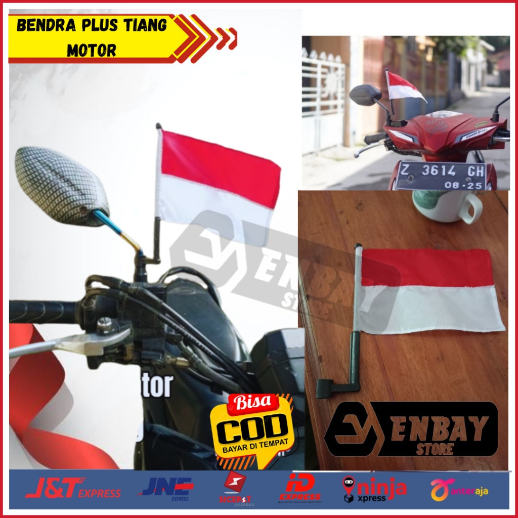Bendera Merah Putih Tiang untuk di spion motor (Bendera Tiang, Bendera Convoi)