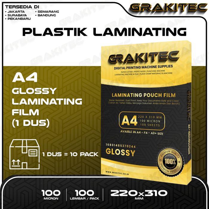 Grakitec Plastik Laminating FIlm 1-DUS isi 10 pack A4 & F4 | 100 Micron - A4 1 DUS
