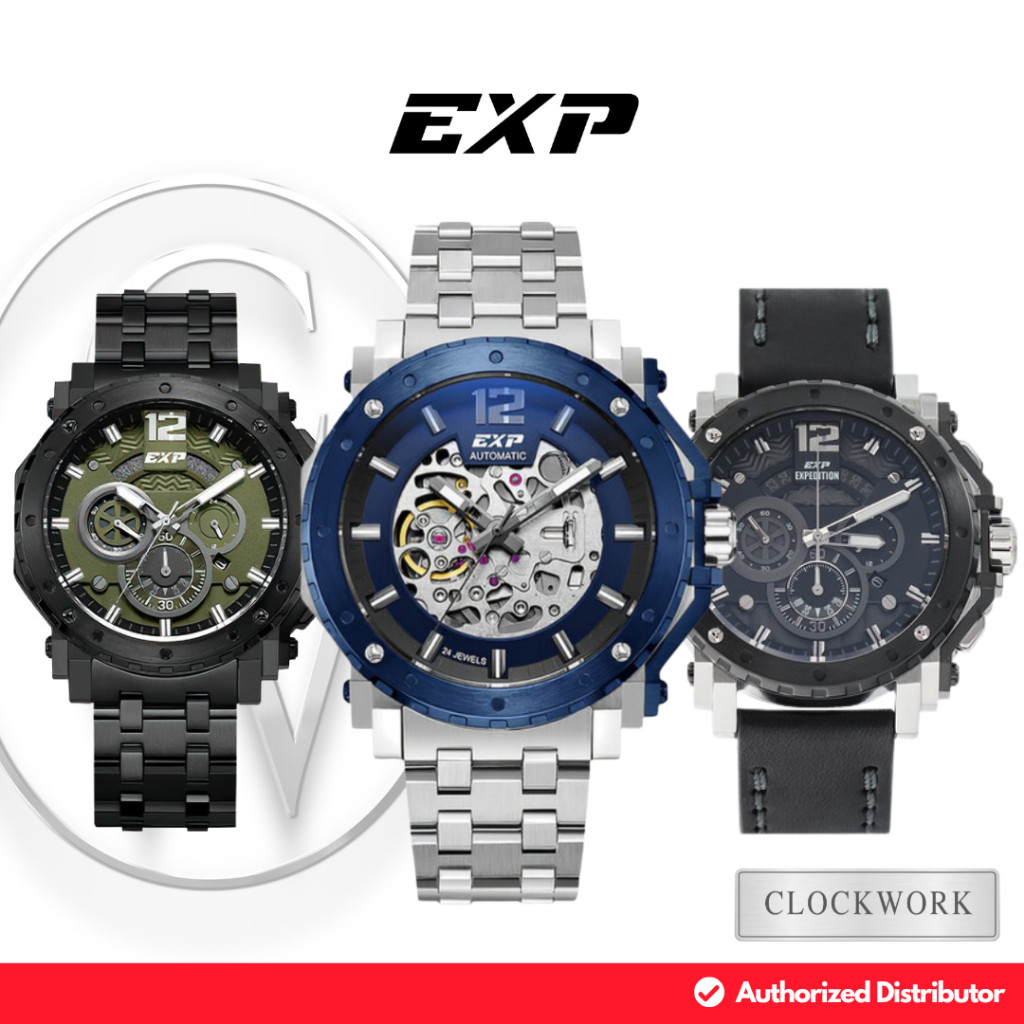 Jam Tangan Pria Expedition EXP Chronograph E 6402 BCB / MAB / BCL Rantai / Kulit Sporty Casual Forma