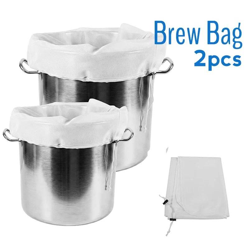 2 Pcs Nylon Brew Filter Bags,66x56cm Extralarge Capacity Reusable Strainer Bags,125 Fine Mesh with D