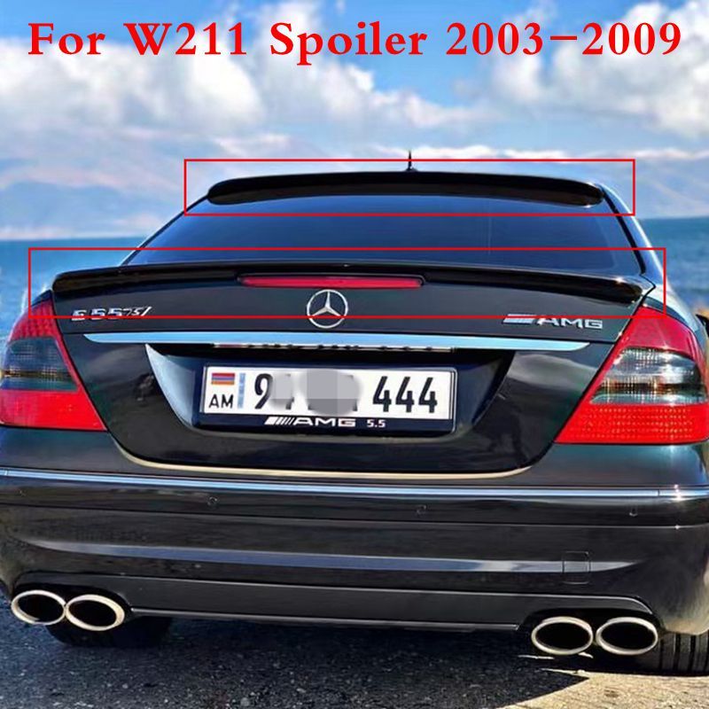 For W211 Spoiler 2003-2009 Mercedes-Benz W211 E-class E200 E260 Spoiler ABS plastic Material Car Rea