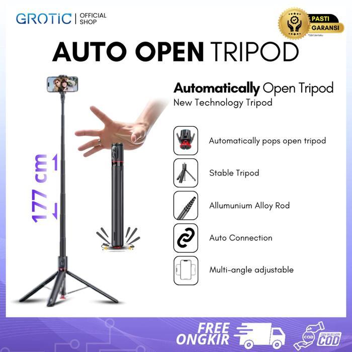 GROTIC Tripod Handphone TT01 Tongsis Auto Open Berdiri Otomatis 177cm