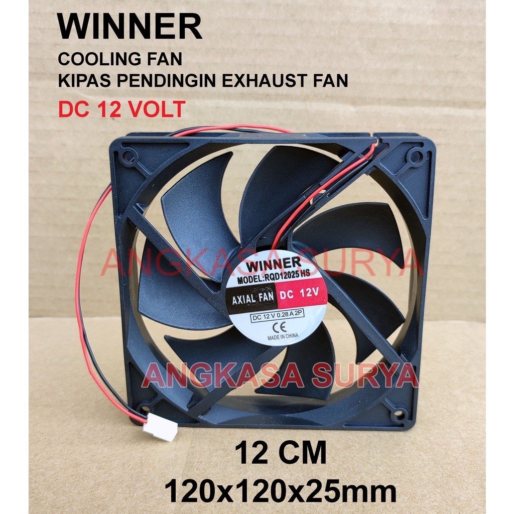 Fan DC 12v 12cm 12x12 12 volt WINNER Cooling Fan / Exhaust Fan Kipas 12volt 12 cm
