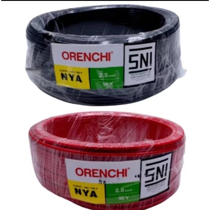 Per meter Kabel NYA Orenchi 2.5mm 50Y SNI Kabel Listrik Tunggal Tembaga 2.5mm