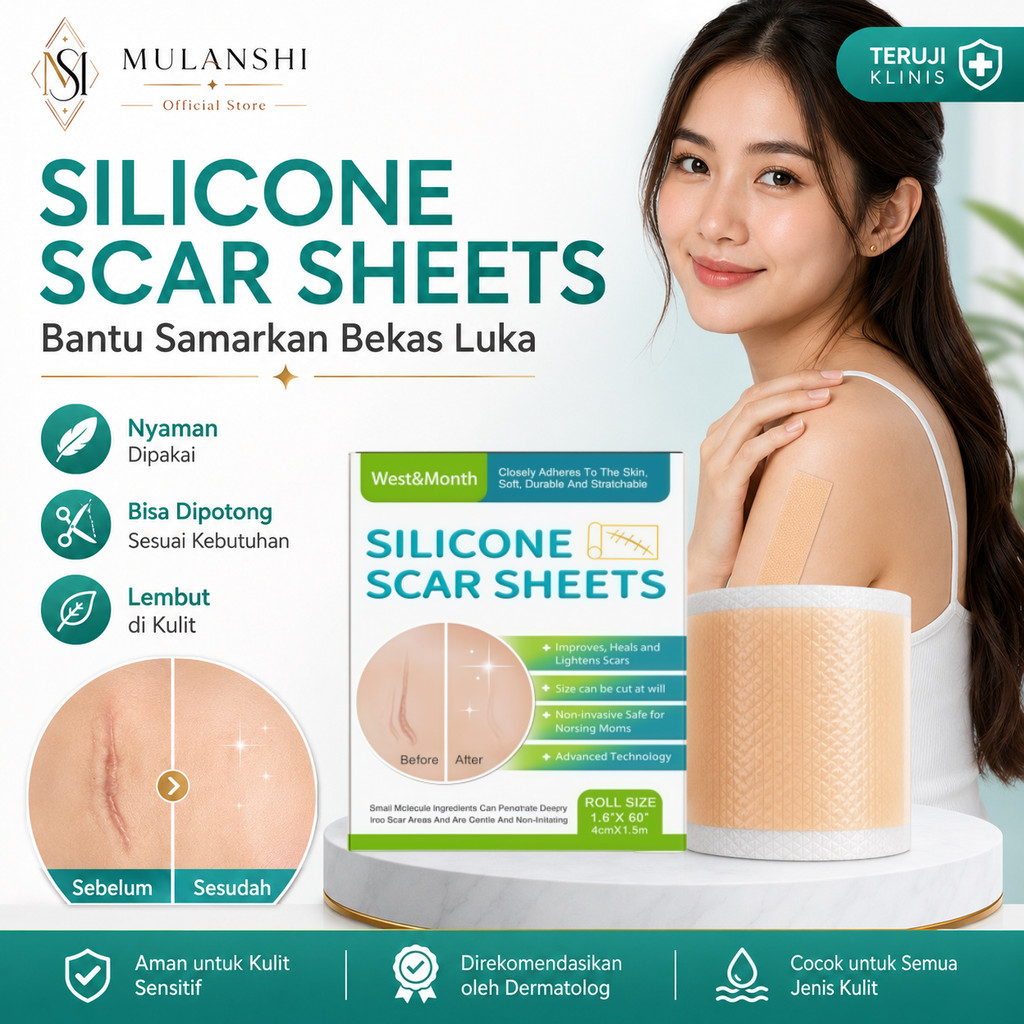 MULANSHI Silicone Scar Tape 4cm x 1.5m Plester Bekas Luka Operasi Caesar Keloid Jahitan Bekas Luka L