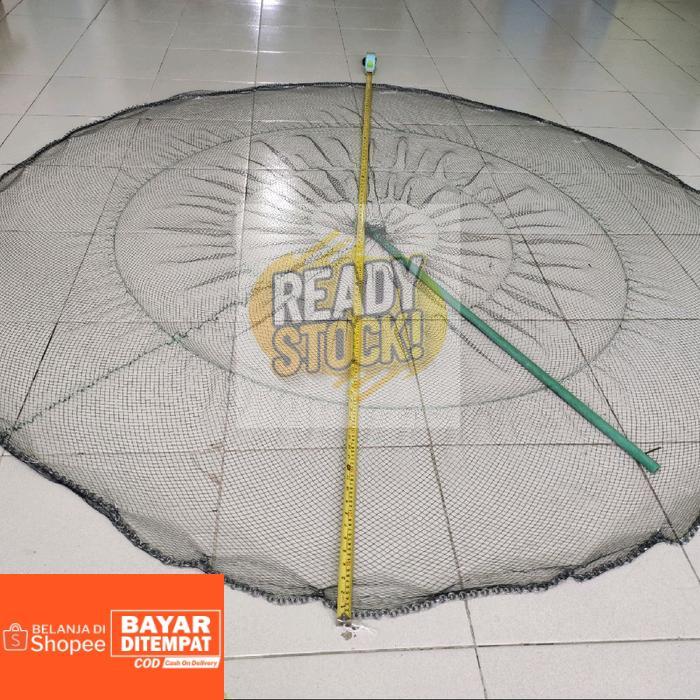 JALA IKAN JALA UDANG 1,5 METER FULL MEKAR BAHAN NILON LUBANG JARI KELINGKING PEMERAT TIMAH SUPER NO 