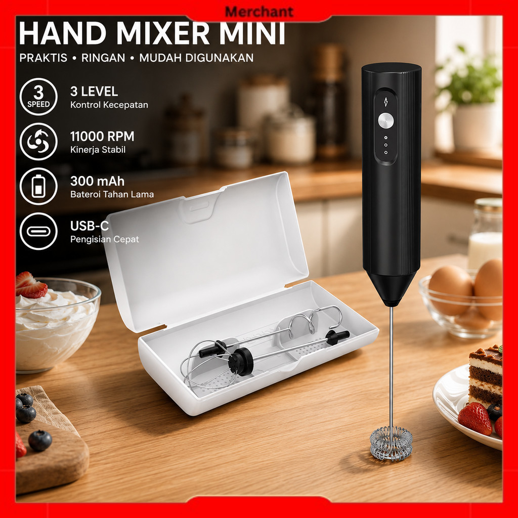 Hand Mixer Mini Pengocok Milk Frother USB Charge 300mAh - EF-B-BOX