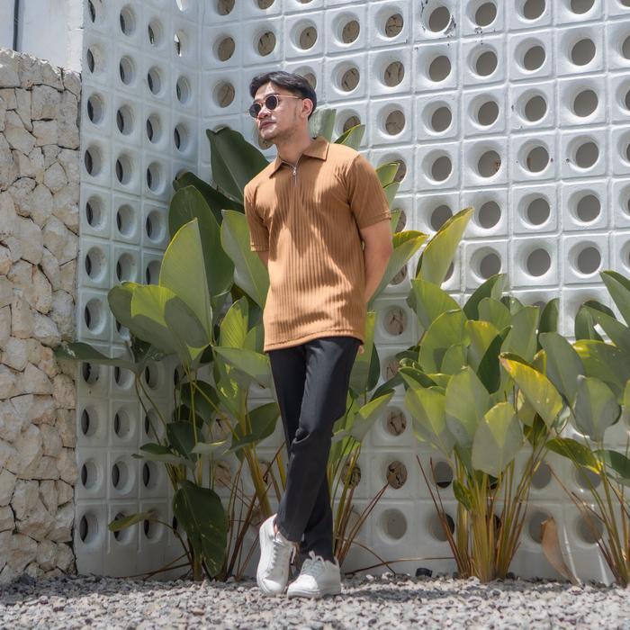 Murah Meriah Grandisk Polo Shirt Pria alvaro Knit Kaos Polo Shirt Berkerah Bahan Knit Tampilan Rapi 