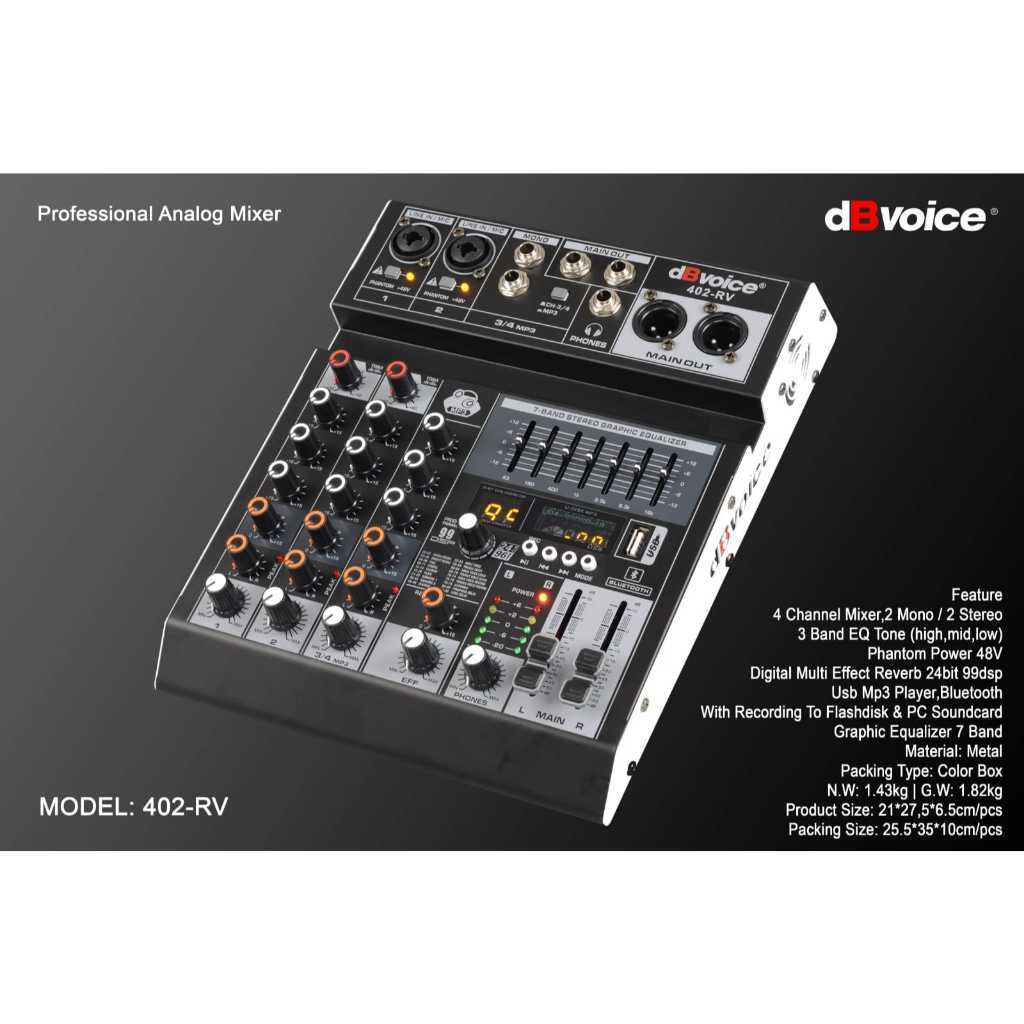 Mixer 4 Channel 402RV dBvoice Original Dengan Efek Reverb