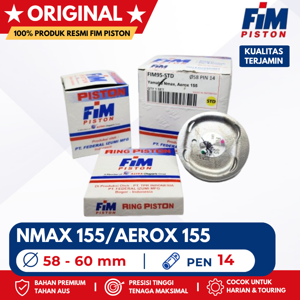 FIM Piston Kit Daily Plug&Play NMAX 155 Aerox 155 PIN 14 - 58 58.5 59 59.5 60