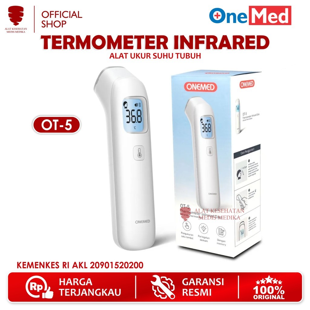 Thermometer Head Onemed OT-5 Pengukur Cek Ukur Suhu Badan Tembak Sensor Termometer Infrared Dewasa A