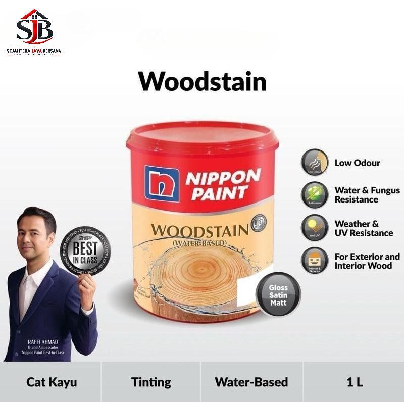 Nippon Paint Woodstain 1 Liter Water Based | Cat Pelitur Kayu Interior Eksterior | Wood Stain Plitur
