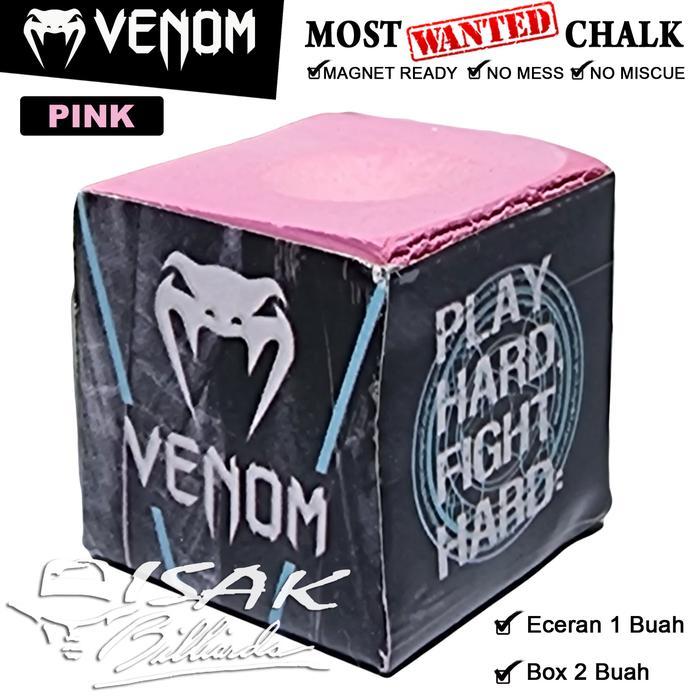 Venom Chalk Pink - Magnet Billiard Chalks Kapur Cuk Eceran Box - Eceran 1 Buah
