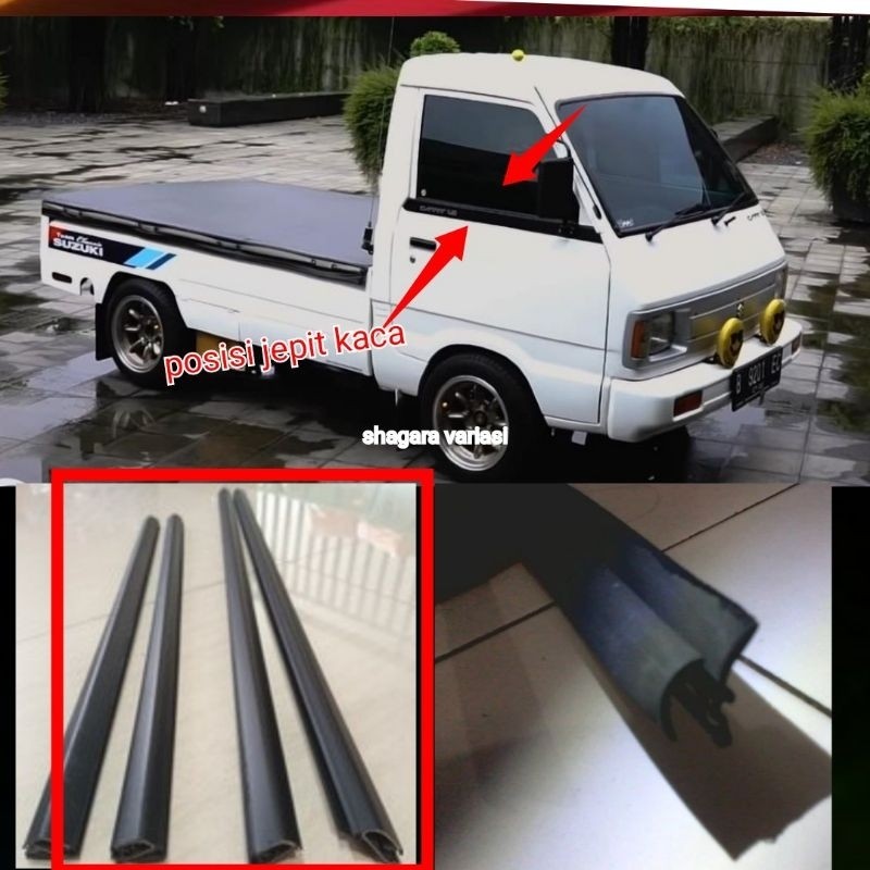 TERLARIS KARET PELIPIT KACA MOBIL SUZUKI CARRY / KARET KACA PINTU MOBIL SUZUKI CARRY / KARET MOULDIN