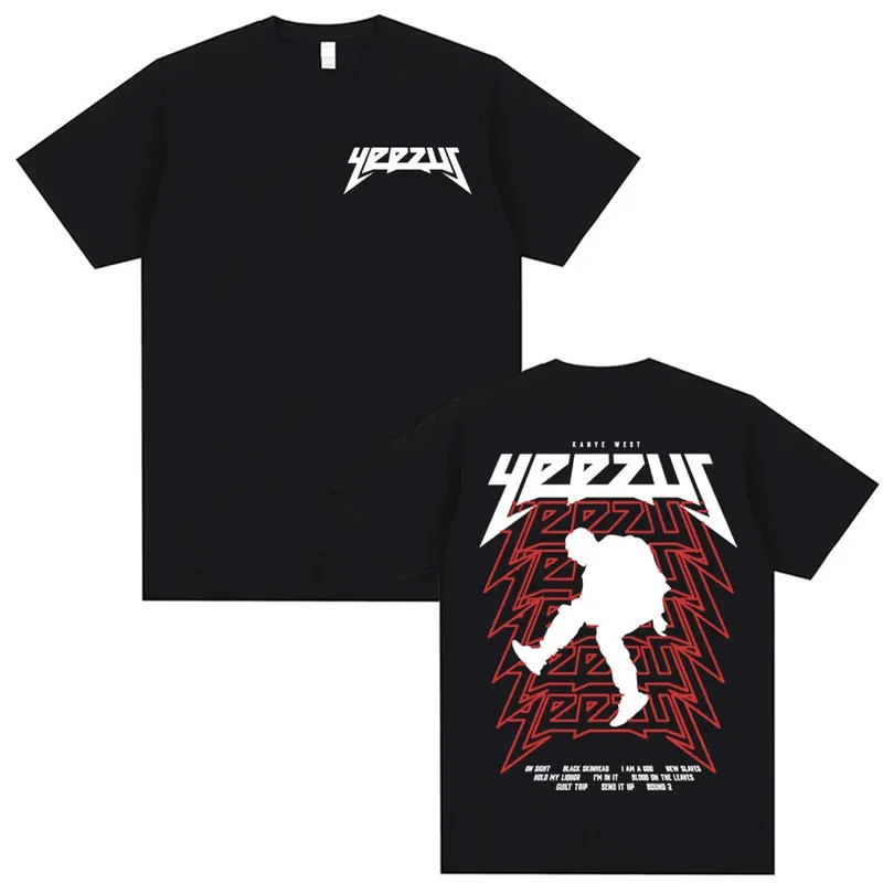 Mode Rapper Kanye West Yeezus Tour Album Merch T Shirt Pakaian Pria Hip Hop Harajuku T-shirt Unisex 