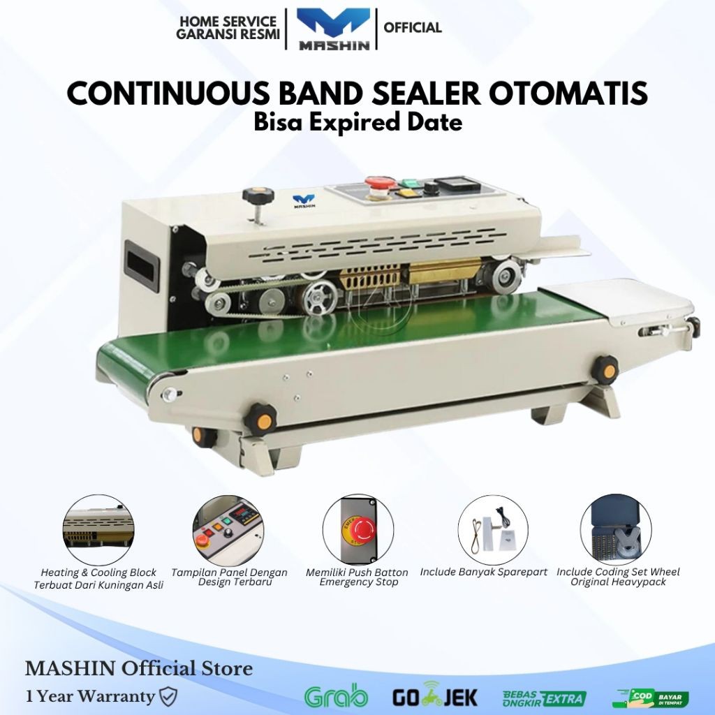 Mashin - Mesin Segel Plastik Otomatis (Continous Band Sealer) Mesin Press Sealer Multifungsi