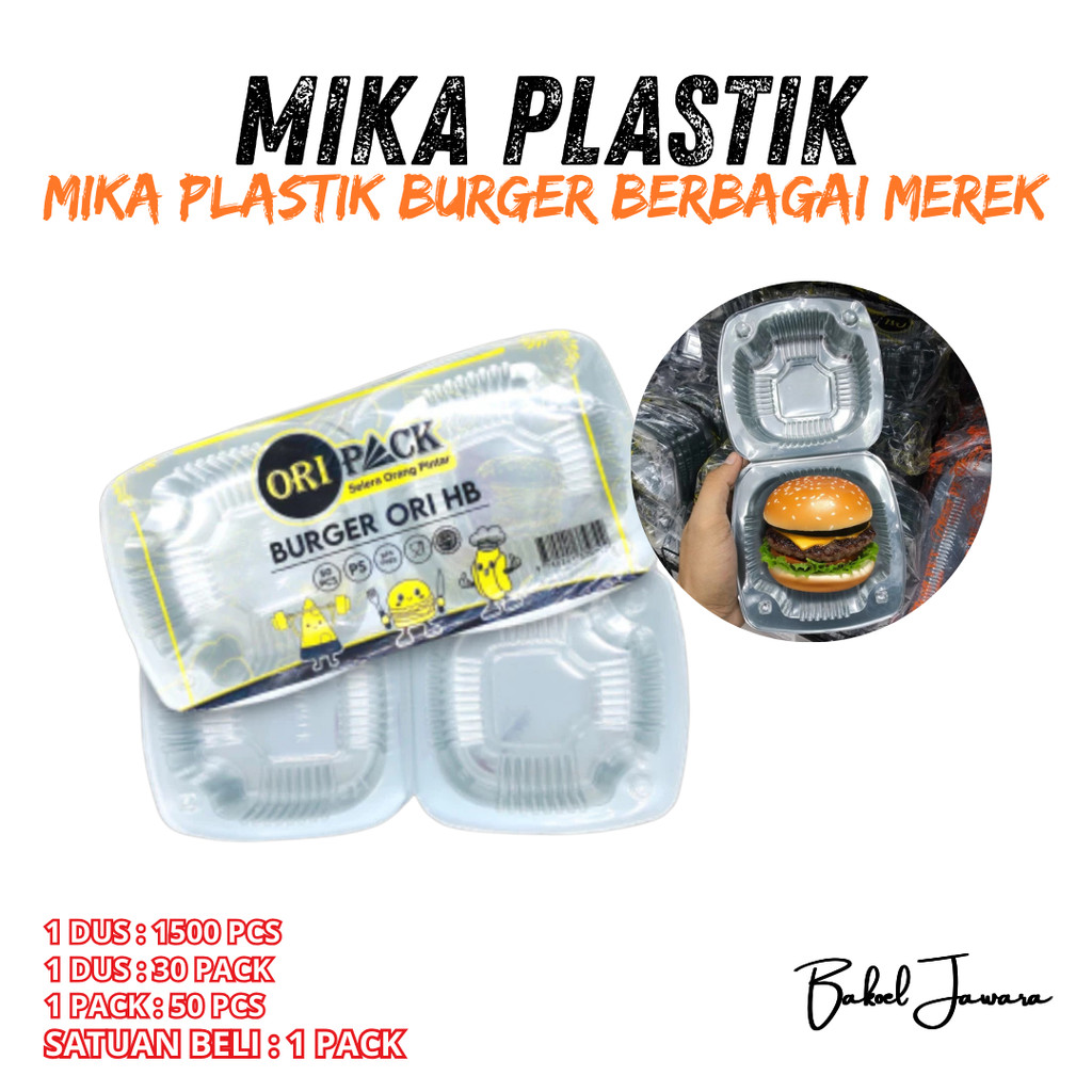 ( 1 PACK ) MIKA BURGER ORIPACK KOTAK PLASTIK KEBAB GORENGAN MINI