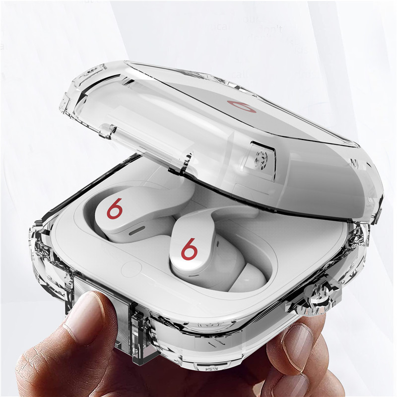 Transparent Case For Beats Fit Pro earphone cover clear lock switch headphone protector with keychai
