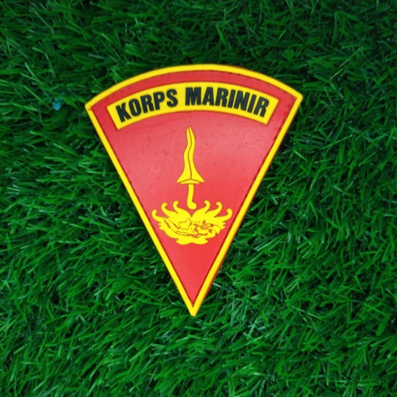 Velcro Rubber Patch Tempelan Topi Tas Logo KORPS MARINIR Segitiga