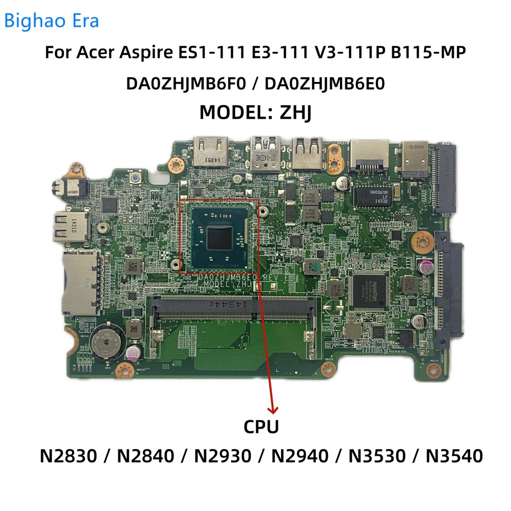 For Acer Aspire B115-MP ES1-111 E3-111 V3-111P Laptop Motherboard DA0ZHJMB6F0 DA0ZHJMB6E0 With N2840