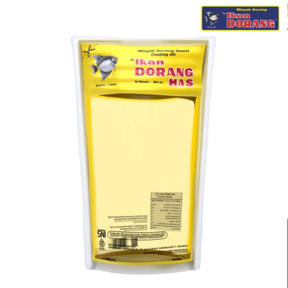 Ikan Dorang Mas 950ml Minyak Goreng Sawit Premium- Cooking Oil 3x Pemurnian 2x Penyaringan Sejak 195