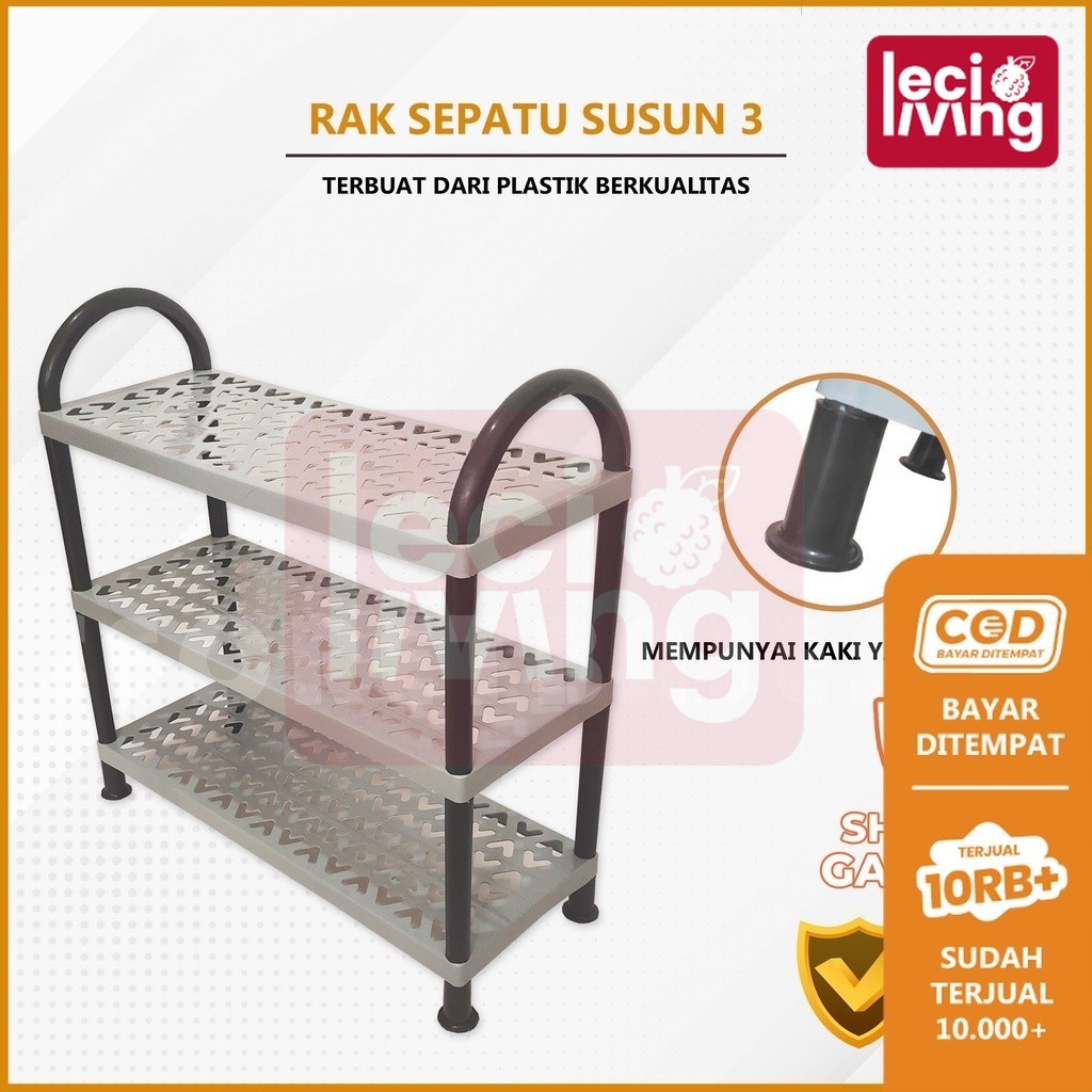 RAK SEPATU 3 SUSUN - Rak Besar / Tempat Sandal / Rak Sepatu Kokoh Plastik