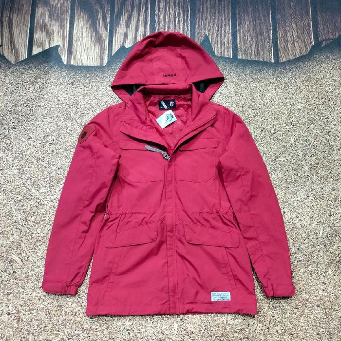 jaket outdoor parka mountain K SWISS multi pocket merah hoodie bisa di lipat murah bagus size M