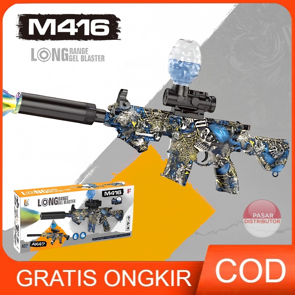 Pasar Distributor D-6650/WH82-4 M416 GEL BLASTER Mainan Tembakan Ball Elektrik M416 Lampu Aksesoris