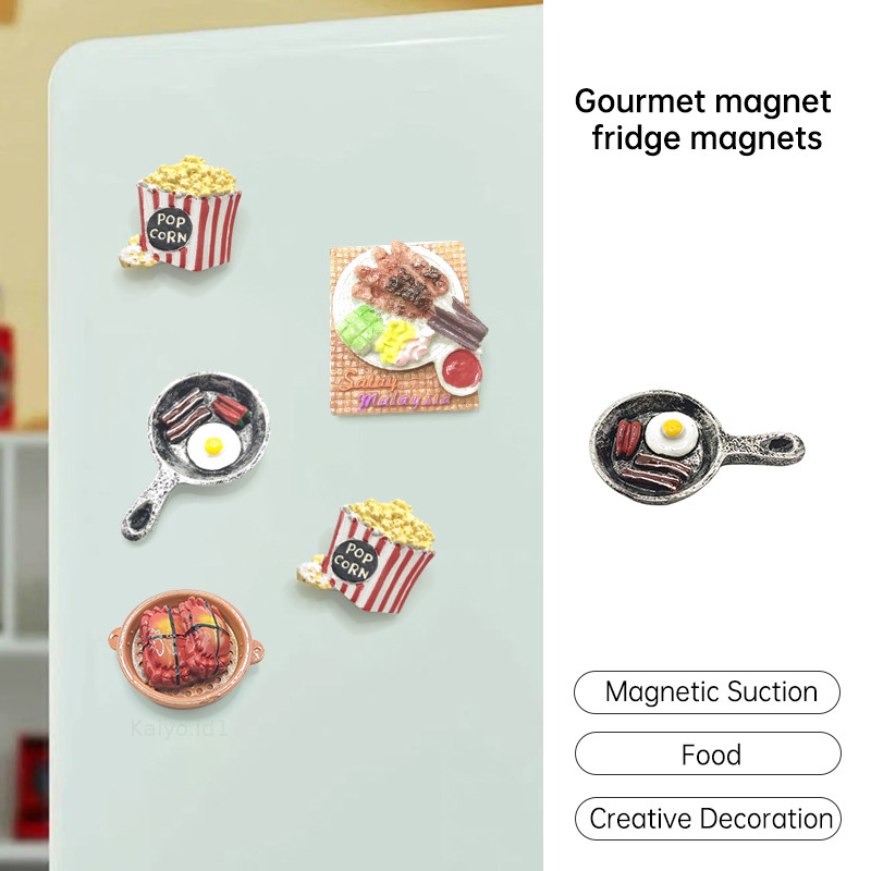 Kaiyo Magnet Kulkas Makanan, Stiker Proses Resin Kreatif, Magnet Kulkas Makanan Ringan