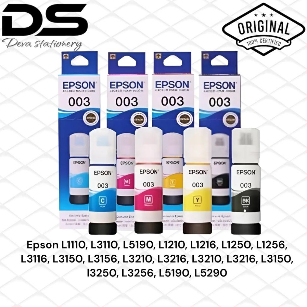 vrt - TINTA EPSON 003 ORIGINAL PRINTER L SERIES L1110, L3110, L5190, L1210, L1216, L1250