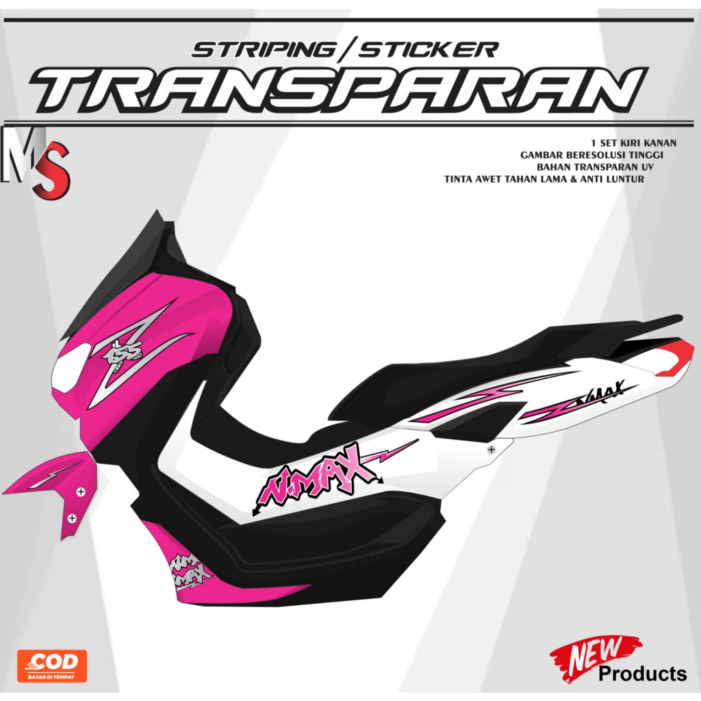 Striping Transparan NMAX NEW Stiker YAMAHA NMAX NEW 155 Kombinasi Warna MS001 POLET STIKER